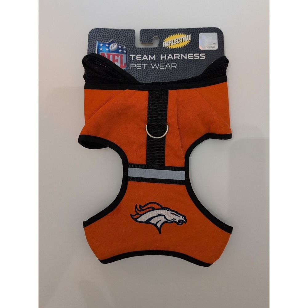 Denver Broncos Pets First NFL Team Harness Pet Wear Size M 14" - 18" Reflective